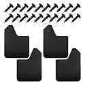 4PCS Universal Car Mud Flaps, Flexible Splash Guards Set for Front & Rear, Bendable Mudguards with Fastener Rivet Clips, Car Exterior Accessories for Pickup, Truck, SUV (Black)