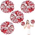 4Pcs Upgraded 12inch Metallic Cheerleading Pom Poms, HOLENGS Cheerleader Pompoms Cheer Poms for Kids Adults, Cheering Squad Pompoms for School Sports Games Dance Party