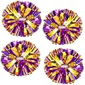 4Pcs Upgraded 12inch Metallic Cheerleading Pom Poms, HOLENGS Cheerleader Pompoms Cheer Poms for Kids Adults, Cheering Squad Pompoms for School Sports Games Dance Party
