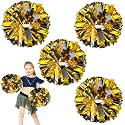 4Pcs Upgraded 12inch Metallic Cheerleading Pom Poms, HOLENGS Cheerleader Pompoms Cheer Poms for Kids Adults, Cheering Squad Pompoms for School Sports Games Dance Party
