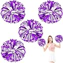 4Pcs Upgraded 12inch Metallic Cheerleading Pom Poms, HOLENGS Cheerleader Pompoms Cheer Poms for Kids Adults, Cheering Squad Pompoms for School Sports Games Dance Party