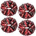 4Pcs Upgraded 12inch Metallic Cheerleading Pom Poms, HOLENGS Cheerleader Pompoms Cheer Poms for Kids Adults, Cheering Squad Pompoms for School Sports Games Dance Party