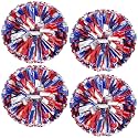 4Pcs Upgraded 12inch Metallic Cheerleading Pom Poms, HOLENGS Cheerleader Pompoms Cheer Poms for Kids Adults, Cheering Squad Pompoms for School Sports Games Dance Party