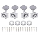 4Pcs Yootones Open Gear Machine Heads Tuners Tuning Pegs 2 Left 2 Right Compatible with 4 Strings Fender Precison Jazz Bass Guitar (Silver)