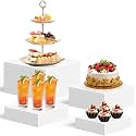 4PCSBuffet Risers, Food Risers for Buffet Table, buffet risers and stands, Acrylic white boxes for food display, White Acrylic Cube Boxes big size(10", 9", 8", 7")