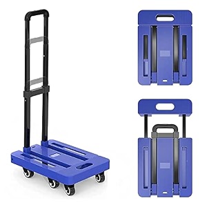 portable luggage hand cart - stainless steel folding trolley - travel handheld trolley for home office shopping supermarket - grocery cart 150kg load capacity