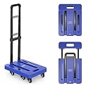 Portable Luggage Hand Cart - Stainless Steel Folding Trolley - Travel Handheld Trolley for Home, Office, Shopping, Supermarket - Grocery Cart (150kg Load Capacity)