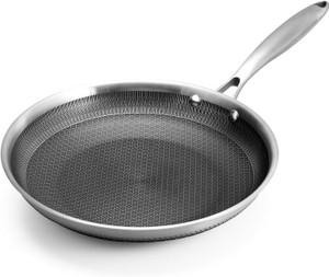 4tens stainless steel honeycomb frying pan non-stick pan fry pan 24 cm diameter 2 l capacity stainless steel non-stick induction bottom