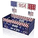 4th of July Candy Bowl 250th Anniversary Patriotic Candy Dish USA Flag Red White Blue Wooden Treats Boxes Independence Day Serving Bowl Happy 4th of July Star Dish Holder for Party Table Decoration