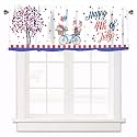 4th of July Curtains Valances for Windows, Patriotic Short Curtain