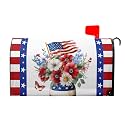 4th of July Flowers Mailbox Cover 25”x21” Independence Day Mail Box Covers Magnetic Oversized USA Floral American Flag Stars Stripes Decorative Mailbox Post Letter Cover Box Wraps for Home Garden Yard