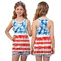4th of July Girls Flag Tank Top Back Bow Sleeveless Patriotic Holidays T-Shirt 4-14 Years