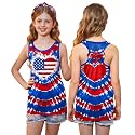 4th of July Girls Flag Tank Top Back Bow Sleeveless Patriotic Holidays T-Shirt 4-14 Years