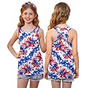 4th of July Girls Flag Tank Top Back Bow Sleeveless Patriotic Holidays T-Shirt 4-14 Years