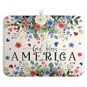 4th of July Patriotic Floral Dish Drying Mat Summer Memorial Day Large Kitchen Mats Dish Drying Pad Absorbent Dish Dryer Mat for Kitchen Countertops Microfiber Drainer Pad Dish Drying Mats (18x24 in)