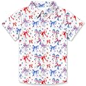 4th of July Shirts for Girls Boys American Patriotic Tshirt Kids Hawaiian Button Down Tops