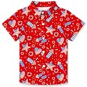 4th of July Shirts for Girls Boys American Patriotic Tshirt Kids Hawaiian Button Down Tops
