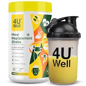 4uwell meal replacement shake for weight management amp control  mango flavour with free shaker  18 vitamins amp minerals  boosts energy amp metabolism - 500g