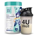 4UWell Meal Replacement Shake for Weight Management &amp; Control | Vanilla Flavour with Free Shaker | 18 Vitamins &amp; Minerals | Boosts Energy &amp; Metabolism - 500g