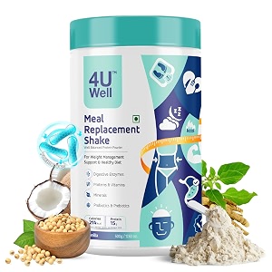4uwell meal replacement shake for weight management amp control  vanilla flavour  18 vitamins amp minerals  boosts energy metabolism amp easy to digest powder - 500g