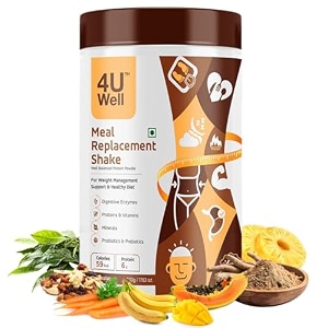 4uwell meal replacement shake  chocolate flavour  balanced nutrition with 18 vitamins amp minerals  supports energy metabolism amp active lifestyle  easy to digest powder 500g