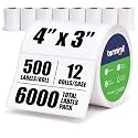 4x3 Thermal Labels, 12 Rolls 6000, 1in Core, Perforated 3x4 Bulk
