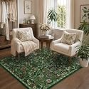 4x4 Square Rug Floral Washable Rugs for Entrance Indoor Doormat