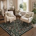 4x4 Square Rug Floral Washable Rugs for Entrance Indoor Doormat