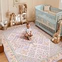 4x6 Boho Machine Washable Low Pile Area Rugs for Living Room Lilac Lavender
