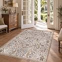 4x6 Floral Area Rug Soft Low Pile Washable Rug for Living Room