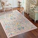 4x6 Floral Area Rug Soft Low Pile Boho Carpet for Living Room
