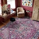 4x6 Plum Purple and Navy Blue Vintage Boho Oriental Soft Washable Area Rug