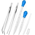 5In1 Aquarium Coral Feeder Kit, Droppers, Straight/Curved Tweezers, Silver