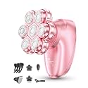 5-in-1 Electric Razors for Women, 7D Magnetic Heads Full Body Shaver, Waterproof Wet Dry Hair Remover with LED Display, Rechargeable Bikini Trimmer for Underarms, Face, Legs, Lips, Arms (Pink)