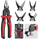 5-in-1 Electrician's Multi-Tool Pliers Tool Kit with Replaceable Heads- Wire Stripper, Metal sheet Shear Scissors, Cable Cutting and Crimping, Linesman Pliers Power & hand tools with Storage Case