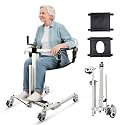 5 in 1 Foldable Patient Lift Transfer Chair with Removable Split Seat, Patient Lift Wheelchair, Adjustable Height Lift Nursing with 4 Casters for Caregivers Home Seniors, Max Load 440Lbs
