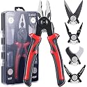 Magnova 5 in 1 All Purpose Plier Tool Kit with 5 Interchangeable Head for Electricians, Multifunctional 8 Inch Pliers with Storage Box for Cable Cutter, Wire Stripper, Crimping Plier, Scissors