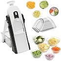 5 in 1 Safe Mandoline Slicer, Vegetable Chopper Food Potato Cutter, Strips Julienne Dicer Adjustable Thickness 0.1-8 mm Kitchen Chopping Artifact Fast Meal Prep (Multi Color)