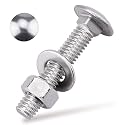 5/16-18 x 1-1/2" Carriage Bolts Kits, Grade A2-70, 304 Stainless Steel Carriage Screws with Hex Nuts and Washers, Round Head Square Neck, Coarse Thread, 10 Sets