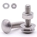 5/16-18 x 1" Carriage Bolts Kits, Grade A2-70, 304 Stainless Steel Carriage Screws with Hex Nuts and Washers, Round Head Square Neck, Coarse Thread, 10 Sets