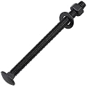 5/16-18 x 4" (10 Sets) Carriage Bolts Black, 304 (18/8) Stainless Steel Carriage Screws with Hex Nuts and Flat Washers, Square Neck Round Dome Head, Coarse Thread