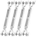 5/16" Turnbuckle Heavy Duty Stainless Steel Jaw and Jaw Turnbuckles for Cables wire, shade sail Hardware, Zipline, Outdoor Applications, Steel Cable Traction 1200 lbs Working Load Limit(4 Pack)