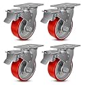 5" Casters, Industrial Heavy Duty Casters Set of 4, Each Caster Wheel Load 1000lbs (4 Total Lock Brake)