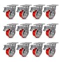 5" Casters, Industrial Heavy Duty Caster Wheels, Swivel Casters with Brake, Each Caster Loads 1000lbs (12 Total Lock Brake)