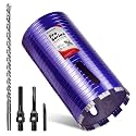 5" Core Drill Bit with Pilot Bit &amp; Adapters(SDS Plus and 1/2" Hex), 5/8"-11 Thread, 9.5" Depth, Upgraded-Welded Segments Diamond Core Bits for Concrete, Masonry, Brick, Stone