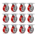 5" Heavy Duty Casters, Polyurethane Industrial Caster Wheels, Top Plate Fixed Casters(12 Rigid)