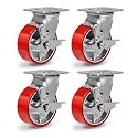 5"X 2" Heavy Duty Casters, Swivel Polyurethane Casters Set of 4 Plate Industrial Caster Wheels for Toolbox Workbench, Load Capacity 4000lbs
