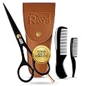 5'' Beard Scissors for Men- German Mustache Scissors with Beard & Mustache Comb- Beard Trimming Scissors with Travel Pouch- Mustache Grooming kit for Men Facial Hair Styling-Mustache Trimmer.