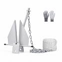 5.5/8/10/13/18 Zinc-Nickel Fluke Boat Anchor Kit, Danforth Anchor with Rope