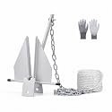5.5/8/10/13/18 Zinc-Nickel Fluke Boat Anchor Kit, Danforth Anchor with Rope